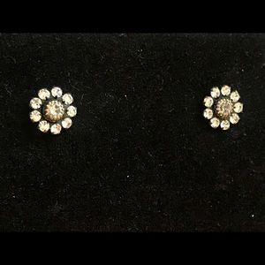 Vintage Black and Rhinestone Post Earrings